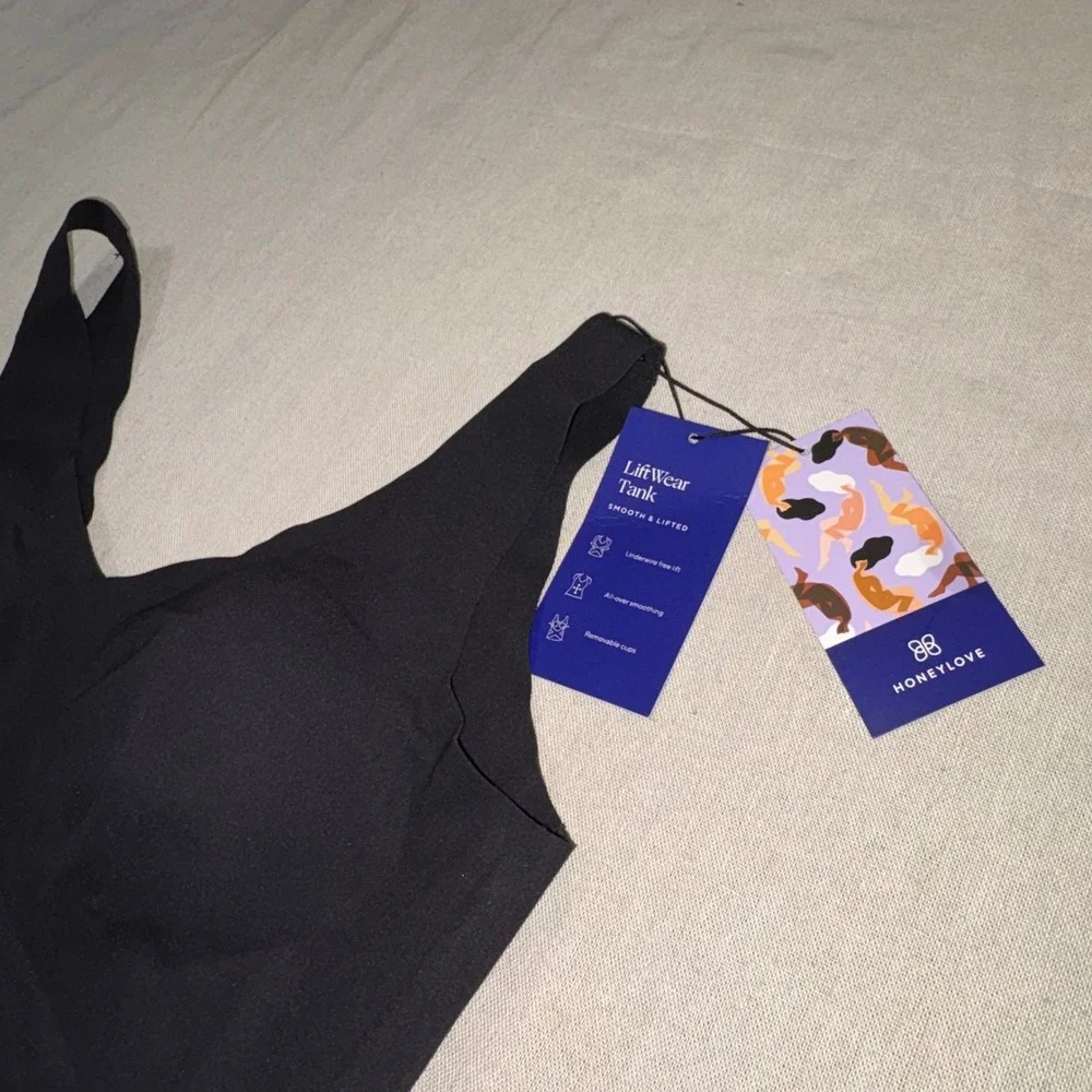 Honeylove LiftWear Tank Black Shapewear Camisole Smoothing Underwire Free Large - Picture 2 of 6